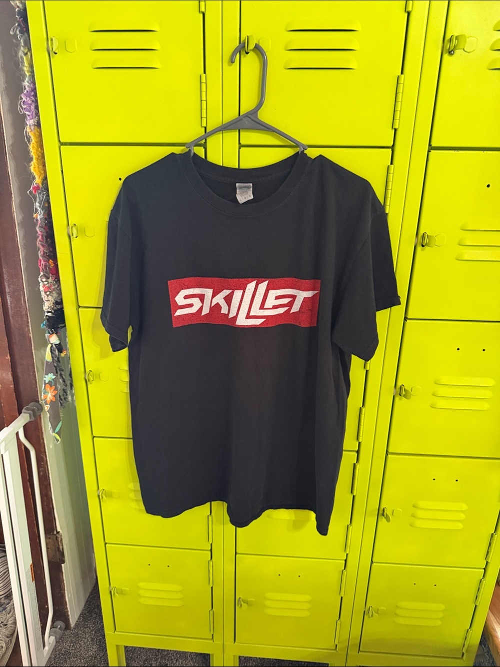 Black Short-Sleeve Tee with Red Skillet Logo